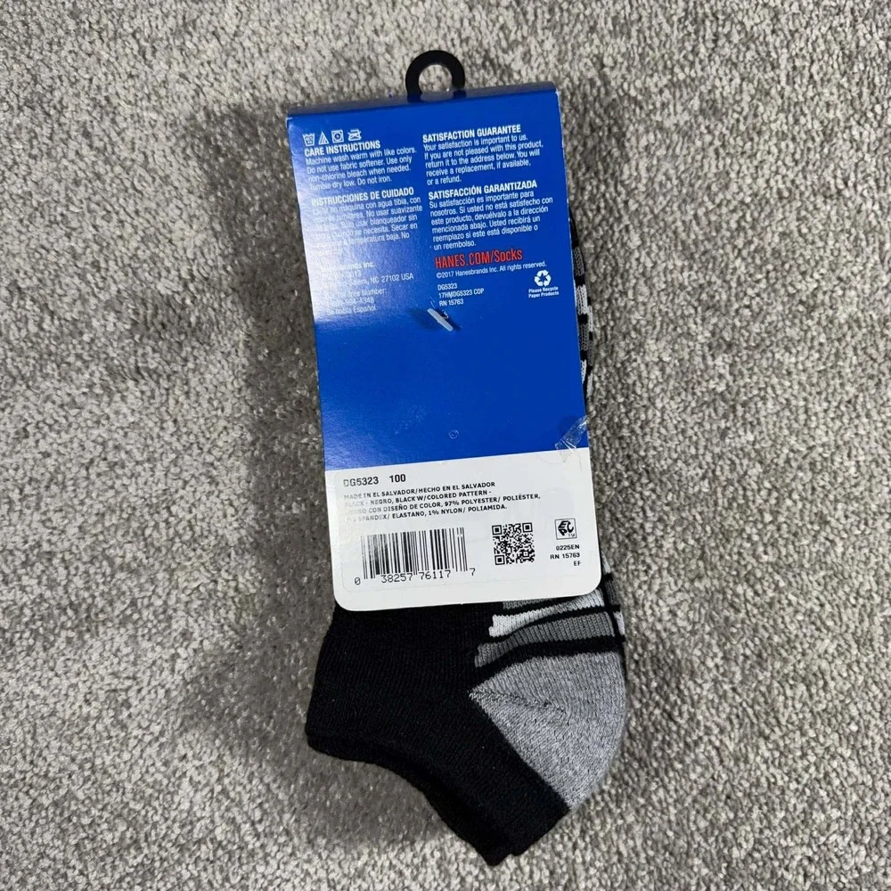 Hanes‎ Cool Dri Socks Black No Show Arch Support Men 6-12 - 3 Pair